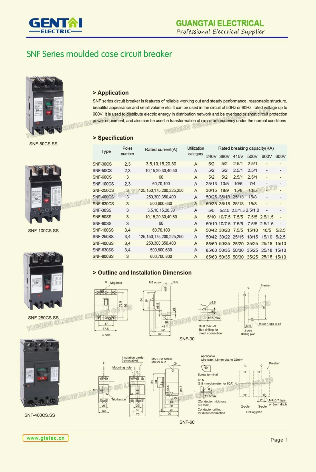 High Quality Cheaper Mitsubishi Type NF400-CS Moulded Case Circuit Breaker
