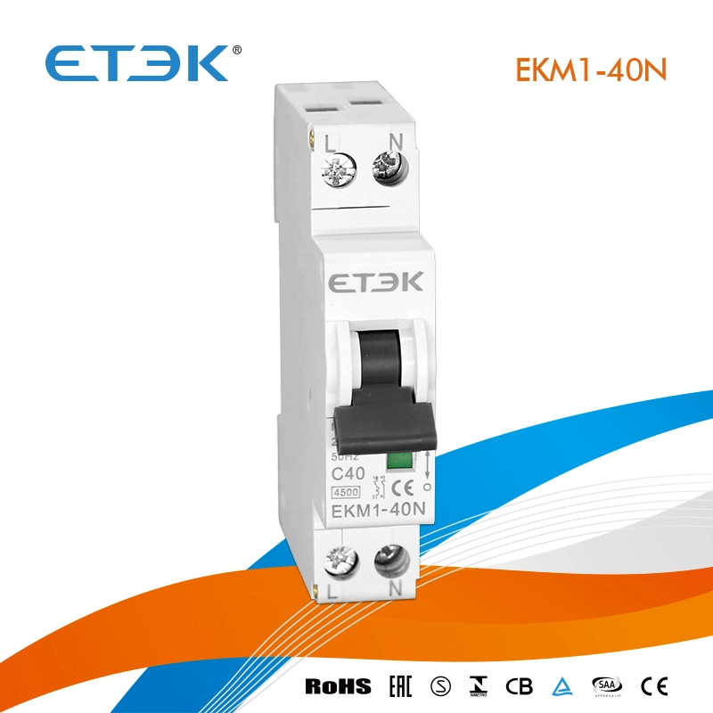 Ekm1-40n 6ka 1p+N 20A 18mm Dpn MCB Miniature Circuit Breaker with Ce Approval