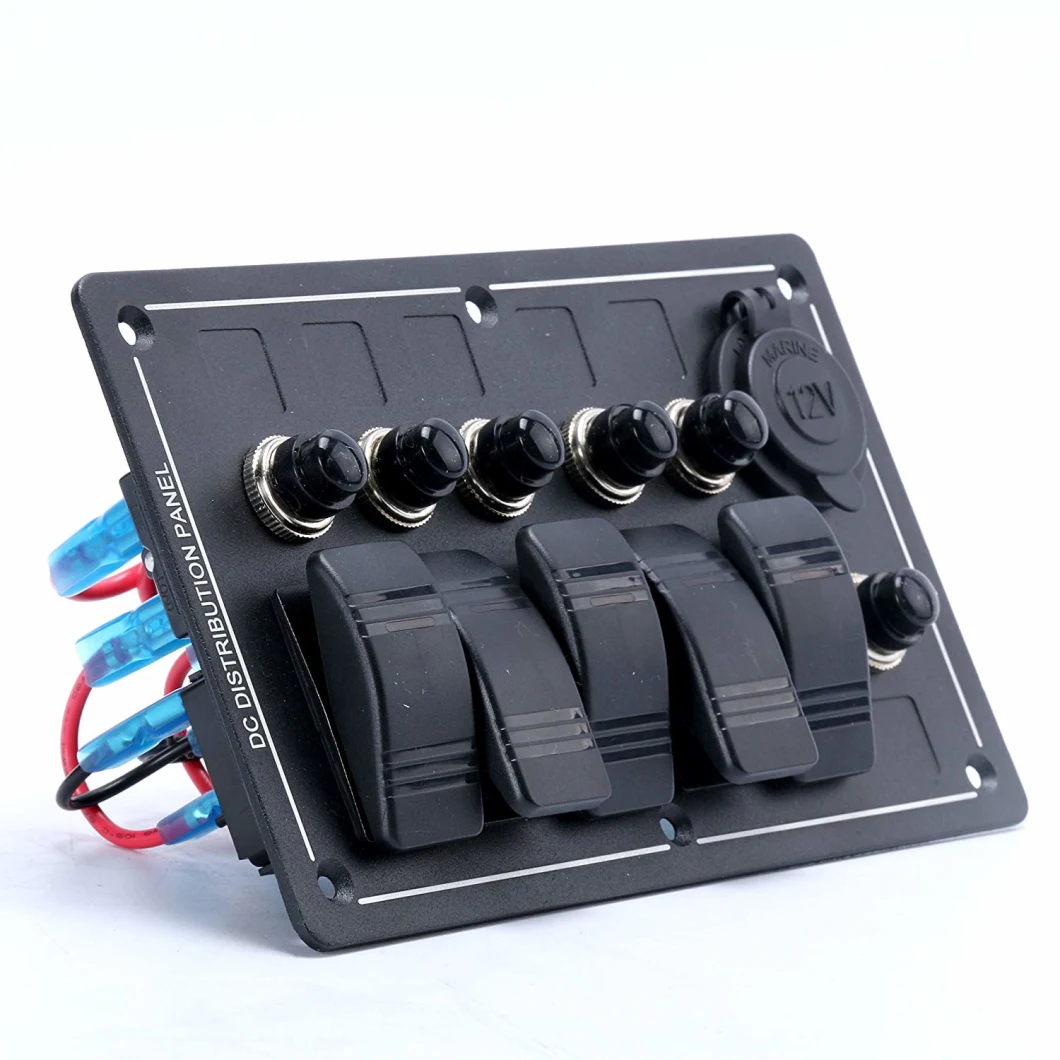 5 Gang Aluminium LED Socket & Circuit Breaker Waterproof Marine/Boat/RV Switch Panel