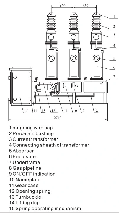 Lw8-40.5 Three-Phase AC50Hz Sf6 Outdooor Circuit Breaker