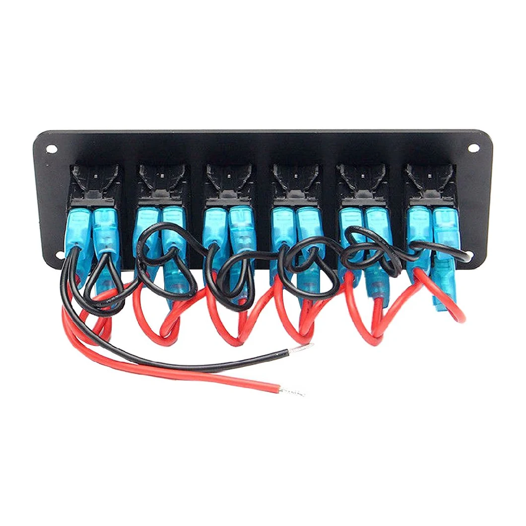 6 Gang Rocker Switch Panel Circuit Breaker LED Voltmeter RV Car Marine Boats 12V
