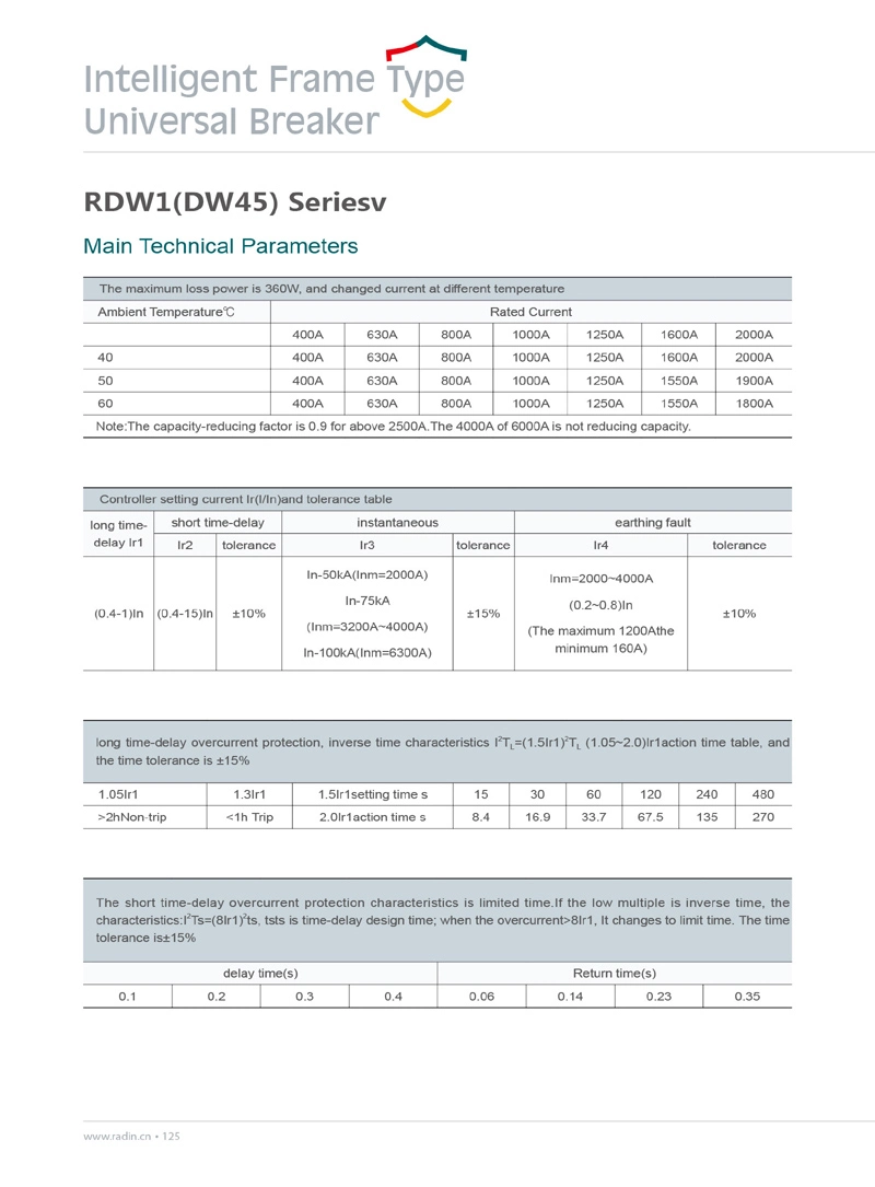 Rdw1 Fixed Type Air Circuit Breaker 2000A - 6300A