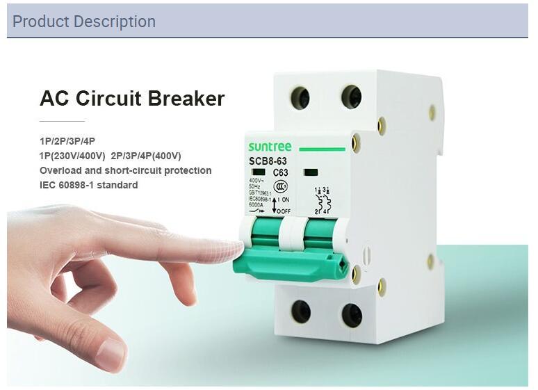 Suntree AC Circuit Breaker 2p 4p 230V/400V Scb8-63 32A 63A