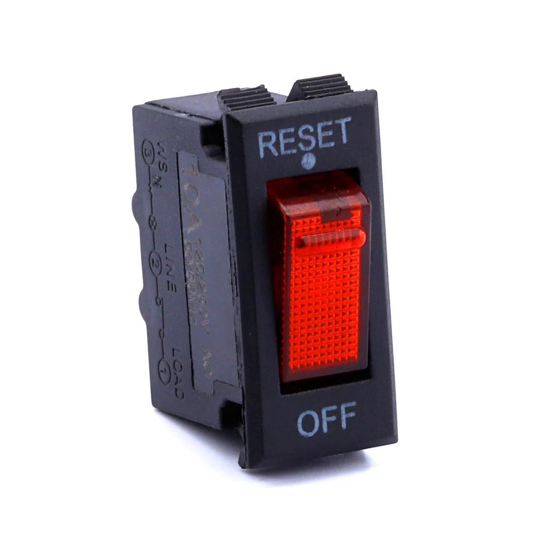 Ibs-1r Red Lamp 220VAC 12VDC on off Rocker Switch Mini DC Circuit Breaker 16A Refrigerator Overload Protector