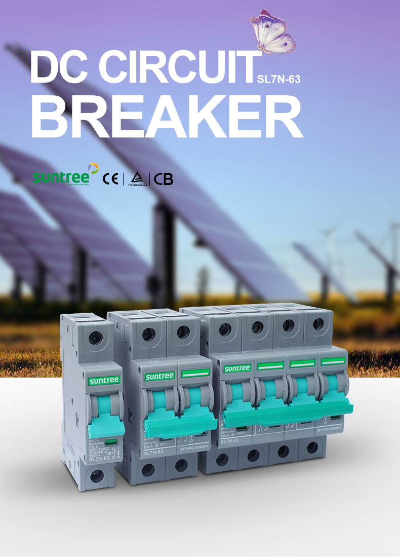Suntree DC Circuit Breaker 2p 550V 600V 3p 750V 6 to 63A