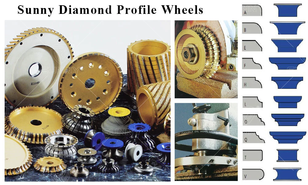 250mm Vacuum Brazed Full Bullnose Diamond Profile Wheel for Stones