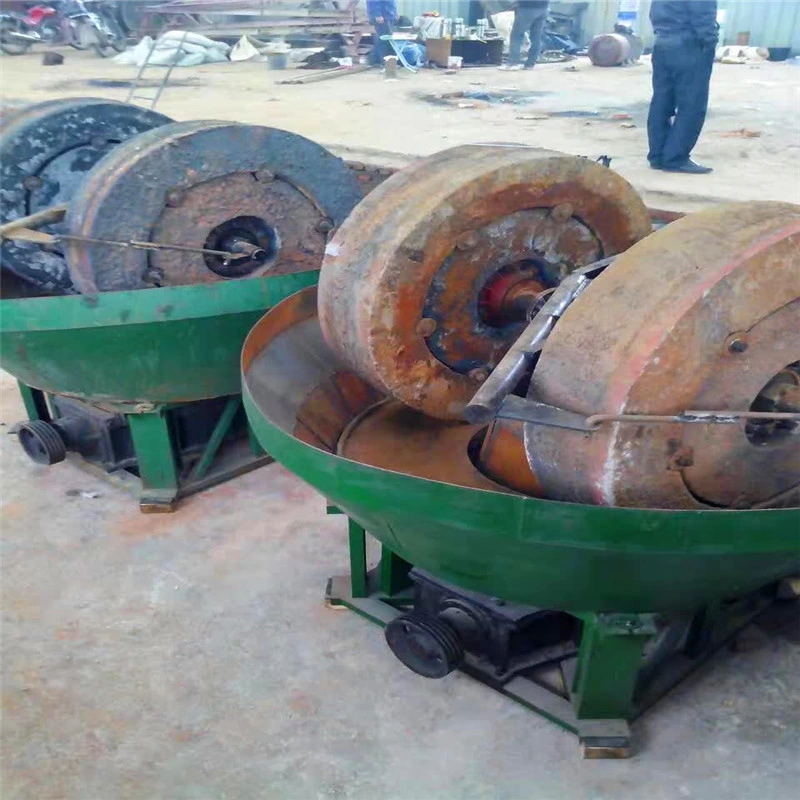 Double Wheel Ore Dressing Wet Pan Mill / Gold Selection Grinder Grinding Mill