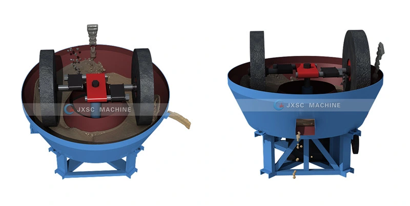 China Double Wheel Dressing Grinding Machine Wet Pan Mill 1200