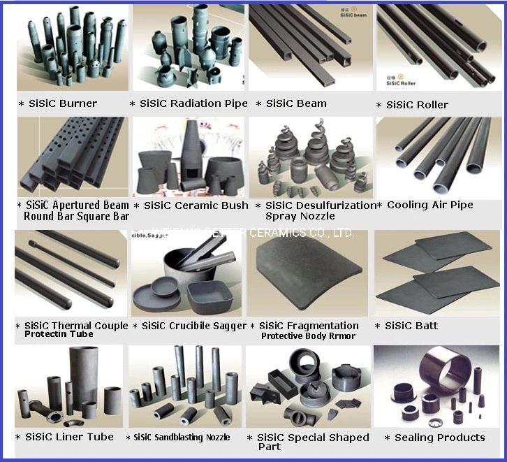 RBSiC ( SiSiC ) silicon carbide sic cyclone parts / cyclone lining with high hardness