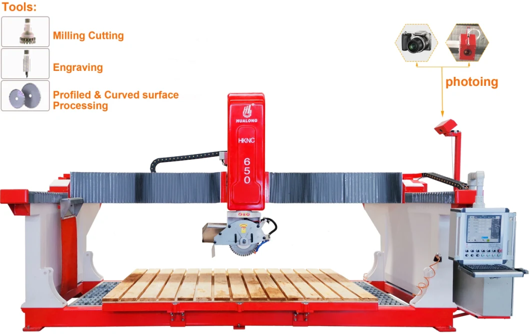 China Italy Cooperated 5 Axis CNC Bridge Saw Cutting Milling Machine