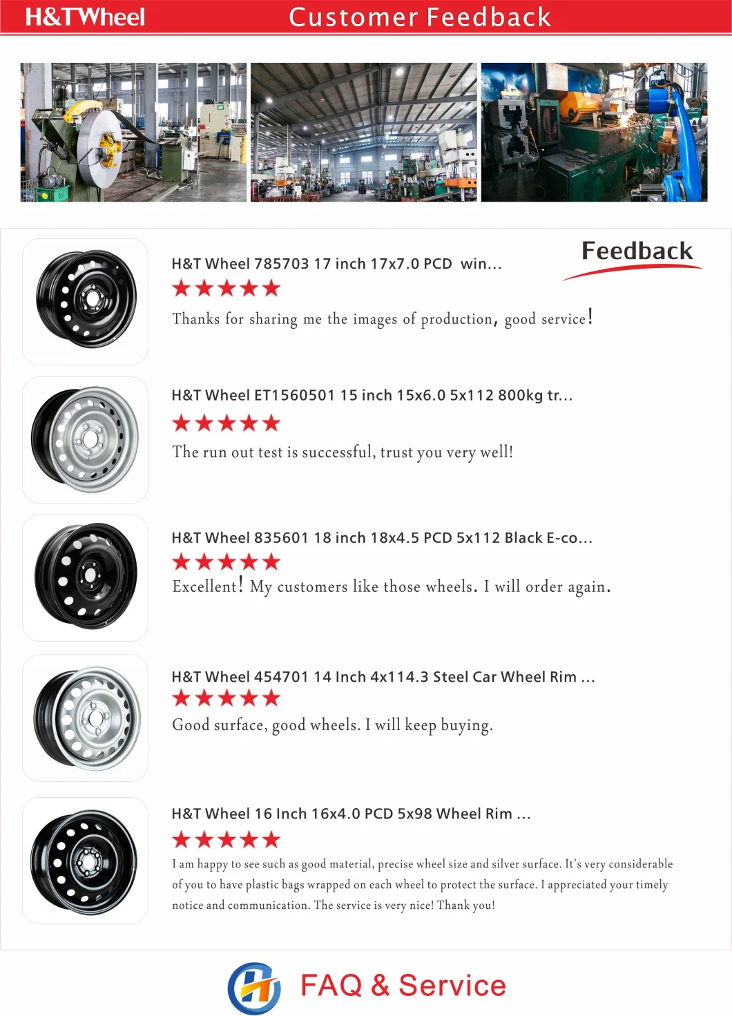 H&T Wheel 454403 14X5.5 4X108 Black E-Coating Steel Wheel Passenger Car Rims