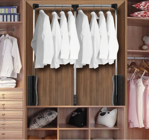 Aluminum Clothes Lifter Pull Down Oil Pressure Bedroom Wardrobe Hanger