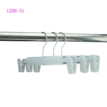 Closet Use White Plastic Hangers Pants Hanger with Metal Hook
