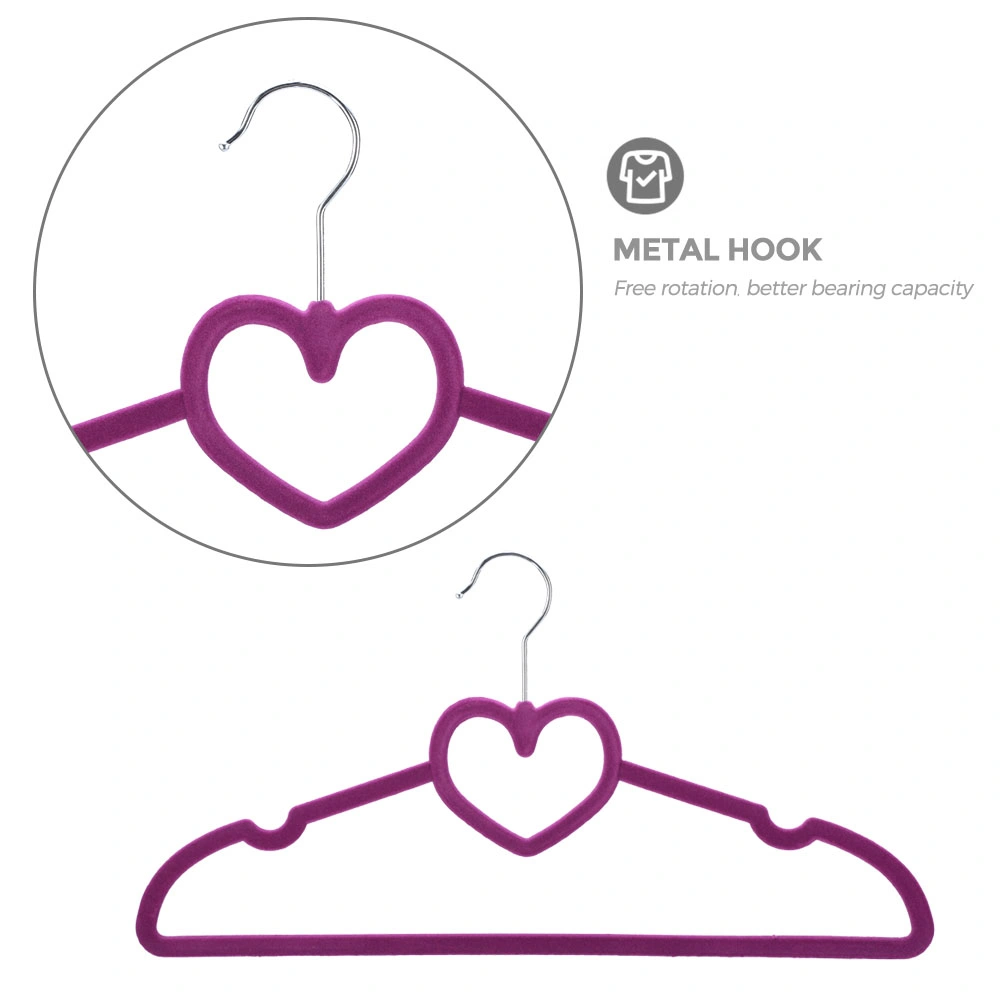 Traceless Heart Shaped Flocking Jacket Non-Slip Velvet Clothes Rack Hanger (Z1005B-2)