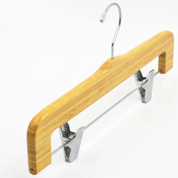 Bamboo Hanger with Steel Clips and Hooks for Coat /Shirt /Dress