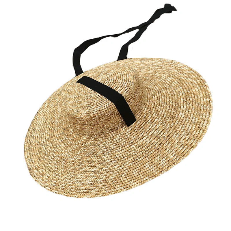 Natural Wheat Handmade Hat Lace-up Beach Straw Hat