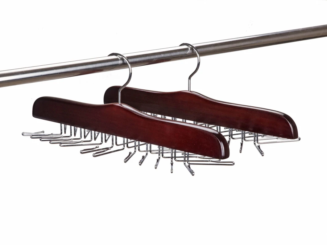 Multifunction Wooden Tie Rack Rotating Twirl 24 Tie Belt Hangers