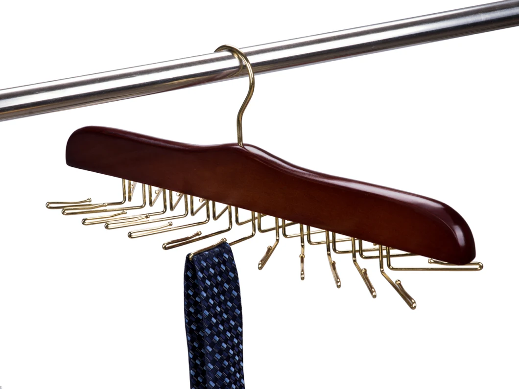 Multifunction Wooden Tie Rack Rotating Twirl 24 Tie Hangers
