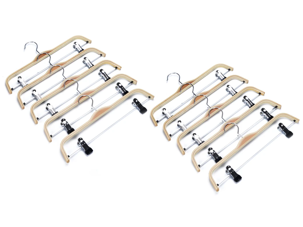 Space Saving Non-Slip Natural Laminated Wooden Clips Bottom Hangers