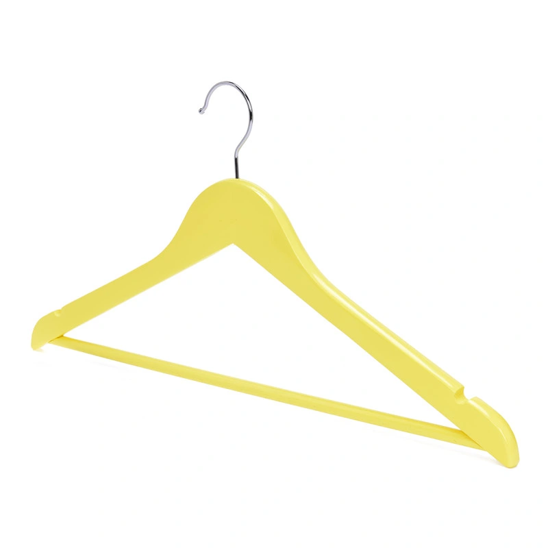 Yellow Paint Clothes Display Hangers Towel Rack Solid Wooden Hanger