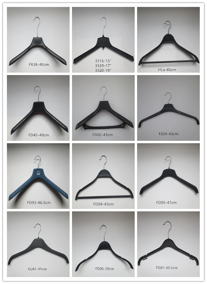 Customised Logo Plastic Hanger Black Plastic Suit Coat Hanger Clothing Hanger Plastic