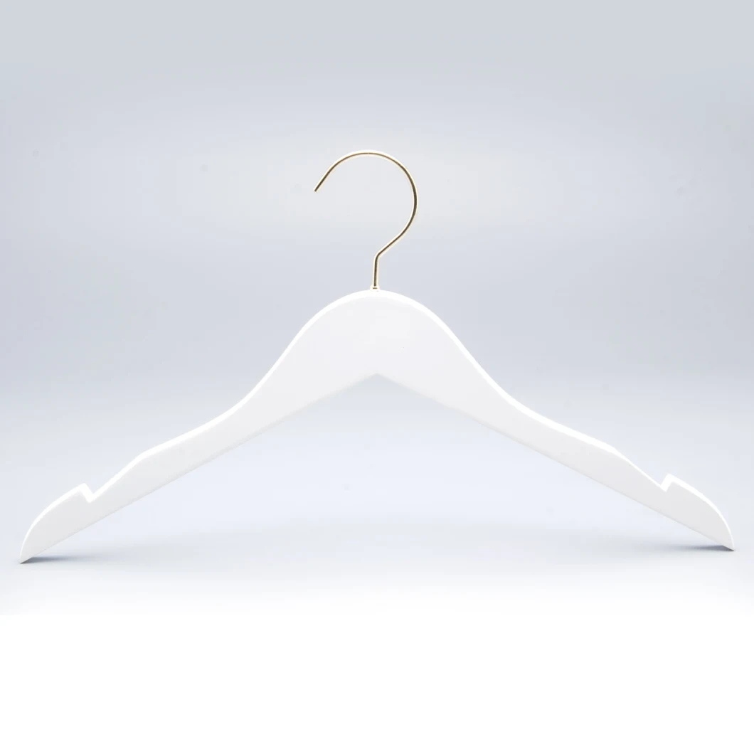 Fashion Boutique Non-Slip Matt White Space Saving Wood Ladies Shirt Hanger, Cloth Wooden Hanger