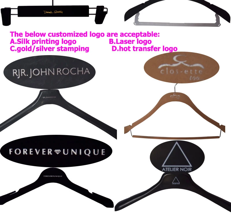 Brand Company Logo Clothing Display Plastic Suit Hangers for Tops