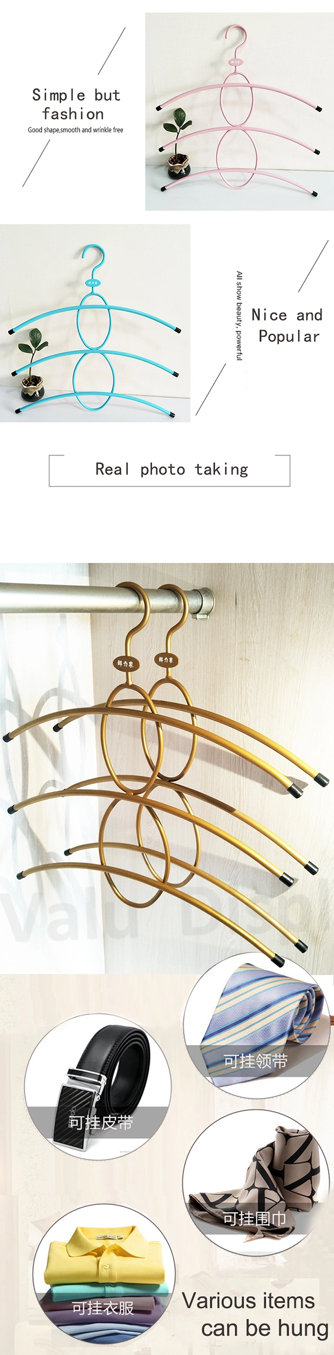 Coat Hangers, Heavy Duty Hangers, 3 Layers Space Saving Hangers Stainless Steel Hangers for Closet Organizer, 3 Pack