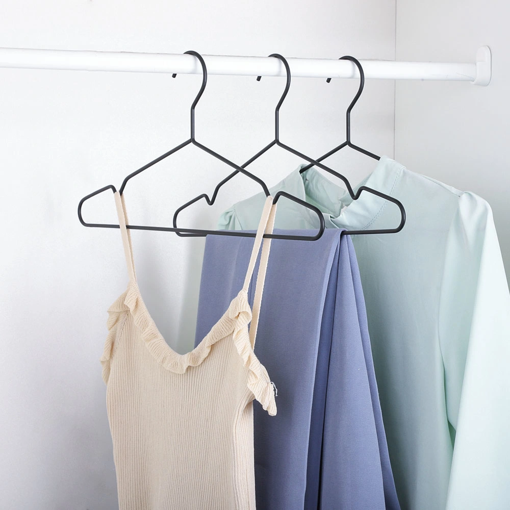 Wholesale Black Color Powder Laundry Clothes Shirt Dress Metal Wire Hangers (T1009B-1)
