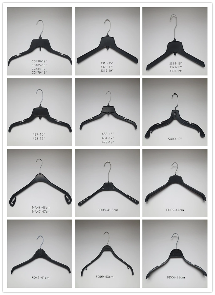 Customised Logo Plastic Hanger Black Plastic Suit Coat Hanger Clothing Hanger Plastic