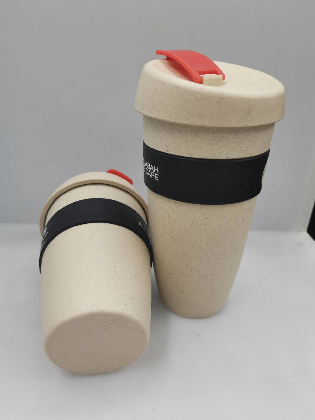 High Quality Wheat Straw Traveling Eco Bamboo Fiber Coffee Cup with Silicone Lid Coffee Mugs
