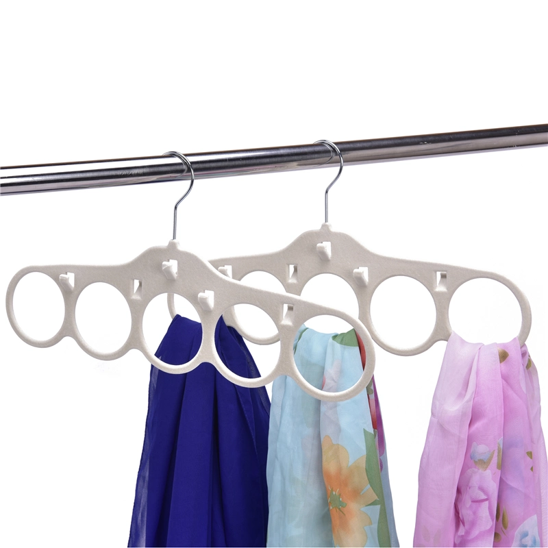 Multifuctional 5 Holes Velvet Hangers Clothes Belt Tie Hanger for Saving Space