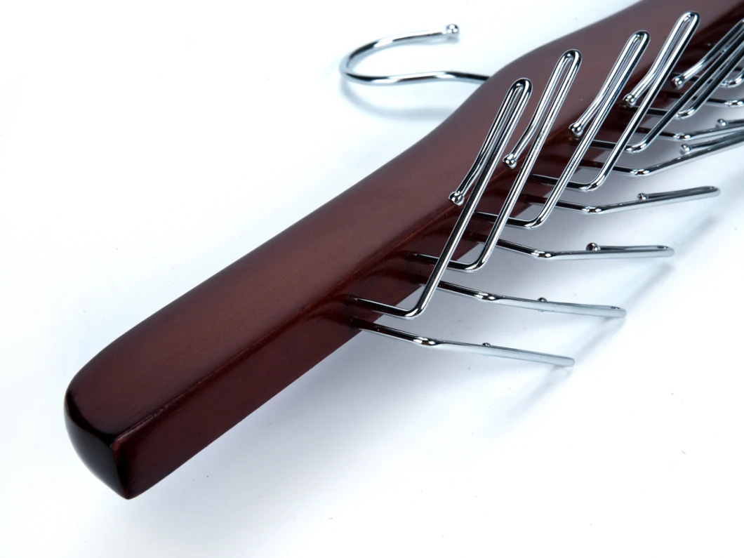 Gugertree Wooden Tie and Belt Racks Hangers Holds 24 Ties Chrome Hook