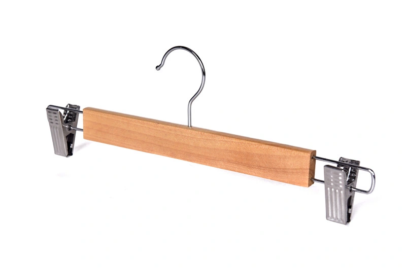 Wooden Clothes Rack Metal Clip Hanger  Clothes Wooden Hanger with Trousers Clips