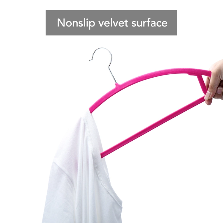 Space Saving Non Slip No Shoulder Bump Suit Dress Velvet Hangers (VH009-1)