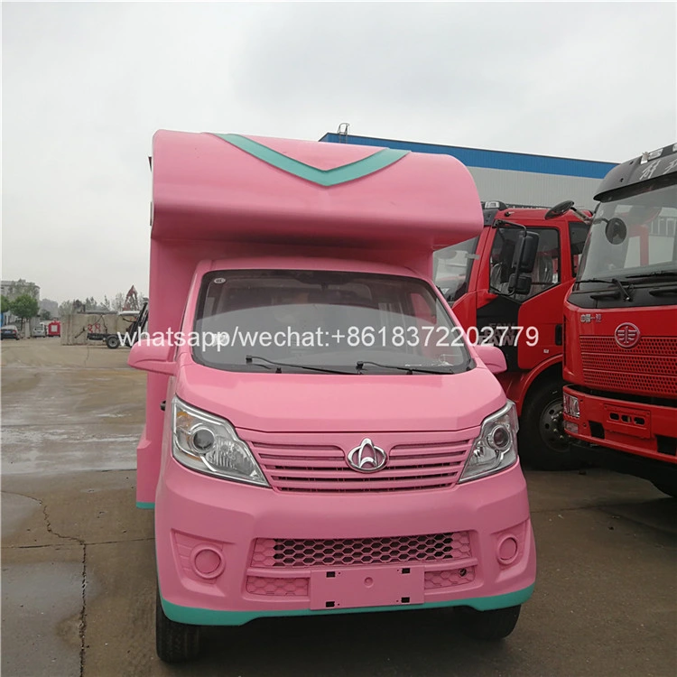 China Supplier Pink Color Food Truck Snacks Machines Cart