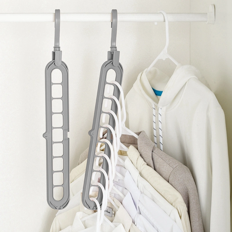 Custom 9 Holes Folding Cloth Hanger Magic Foldable Travel Hanger (MH006-5)
