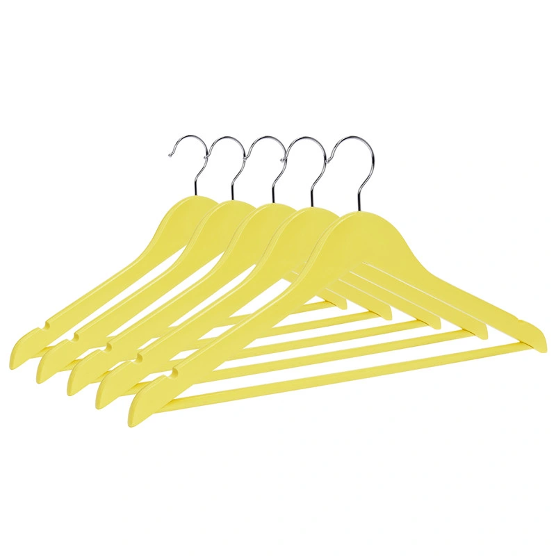 Yellow Paint Clothes Display Hangers Towel Rack Solid Wooden Hanger