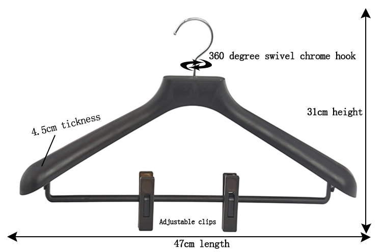 Customised Logo Plastic Hanger Black Plastic Suit Coat Hanger Clothing Hanger Plastic