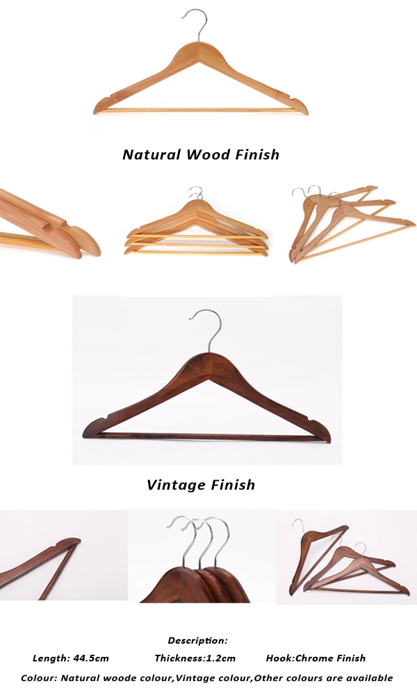Top Cherry Wooden Hangers for with Non-Slip Grooved Bar, Wholesale Suit Rack