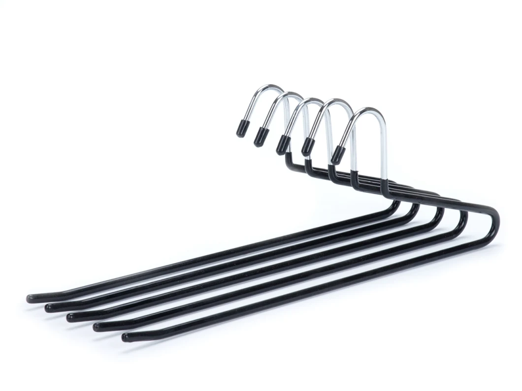 Slim Shape Open End Black Wire Vinly Metal Pants Hangers Rack