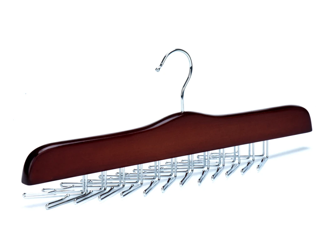 Gugertree Wooden Tie and Belt Racks Hangers Holds 24 Ties Chrome Hook
