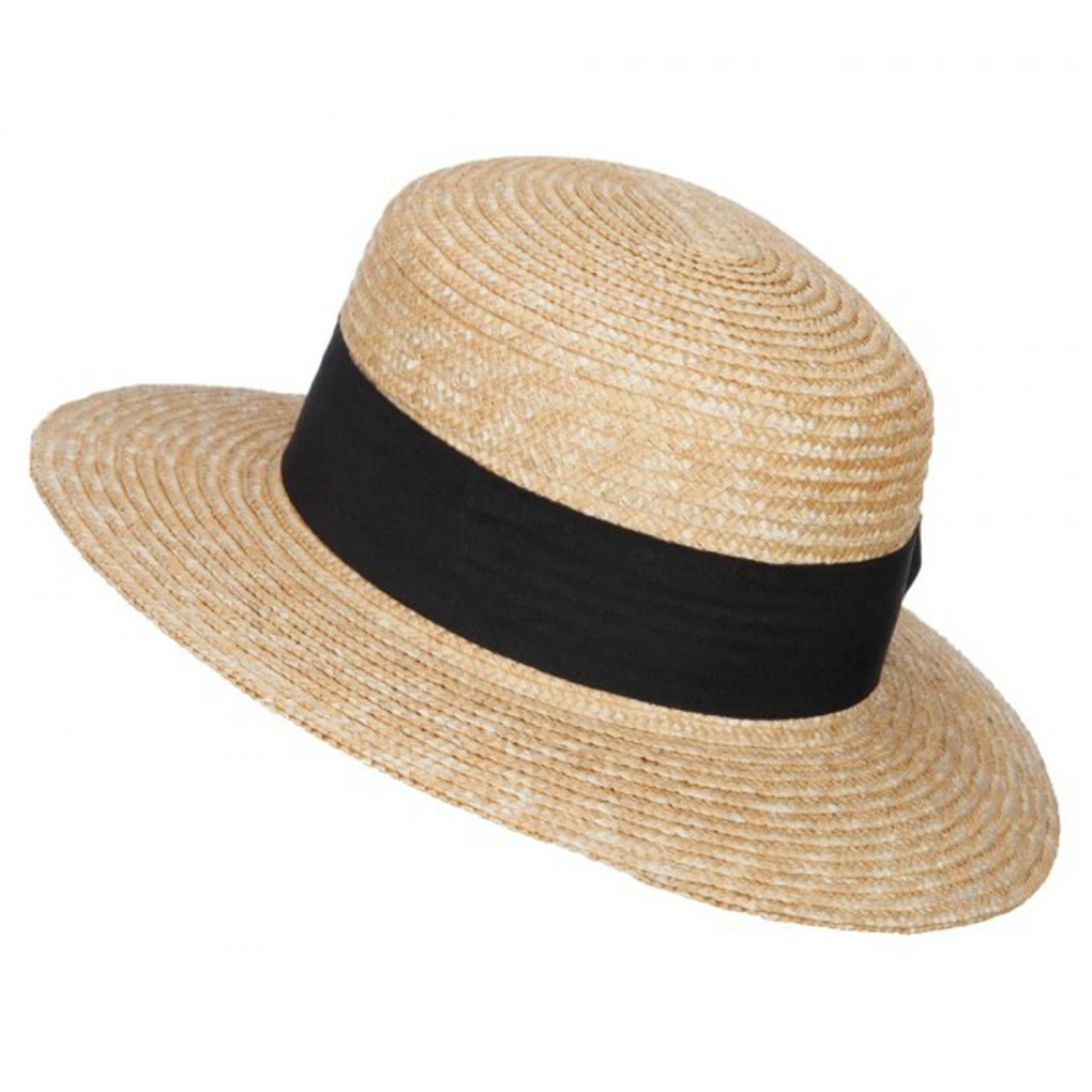 Fashion Factory Upf 50+ Wheat Straw Boater Paper Summer Hat