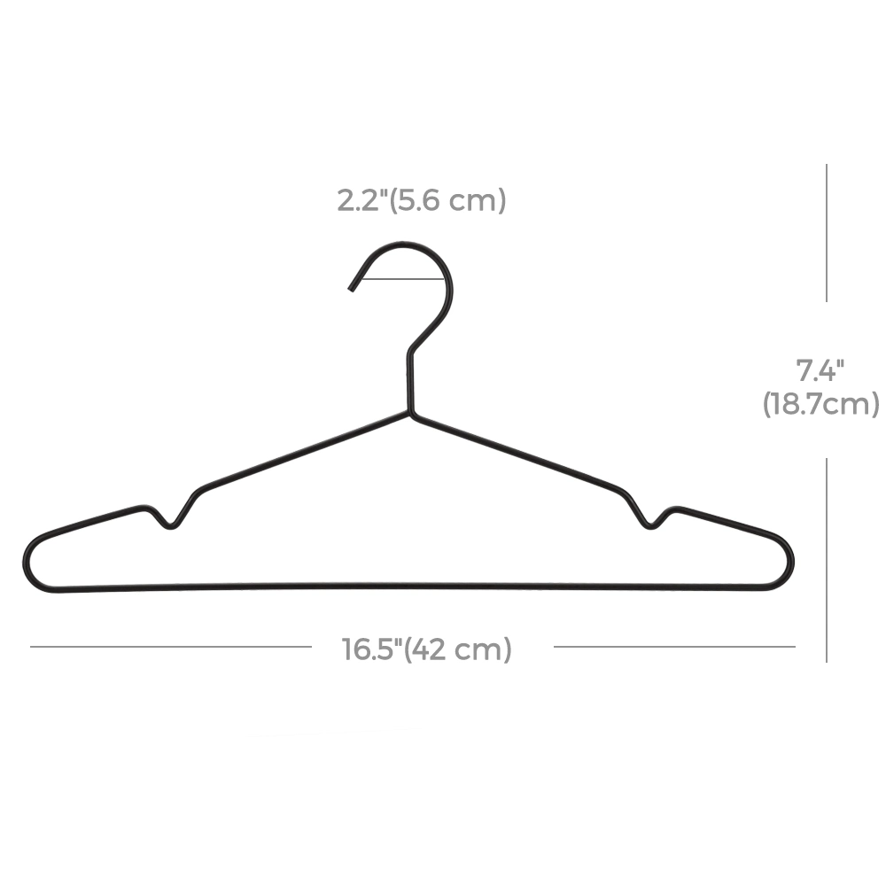 Wholesale Black Color Powder Laundry Clothes Shirt Dress Metal Wire Hangers (T1009B-1)
