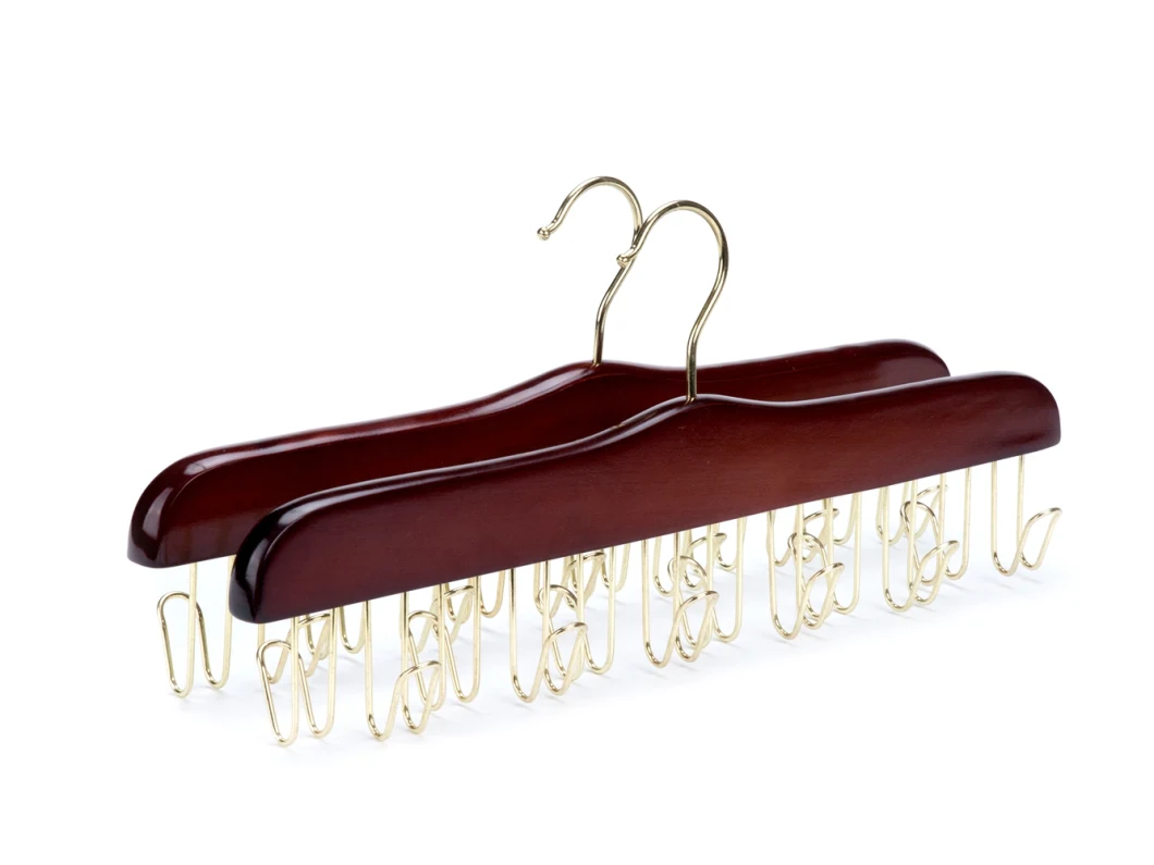 Hot Sale Multifunction Belt Tie Hangers Rack with Gold Hooks and Clips