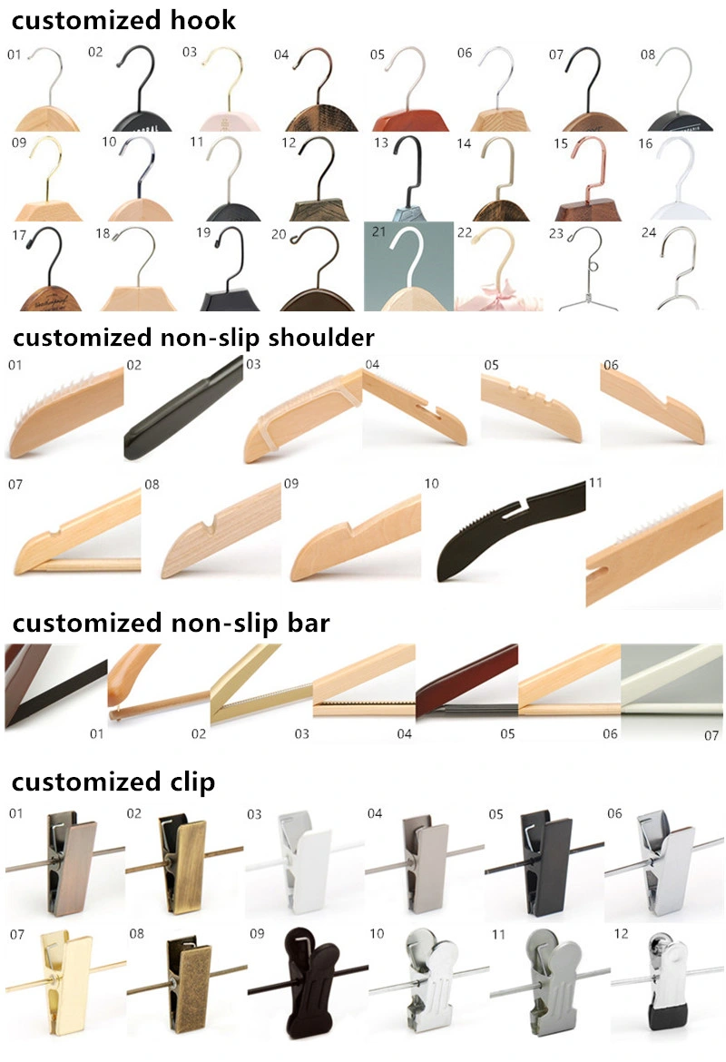 Winsun Custom Metal Clip Kids Wooden Hangers Rack for Clothing Skirt Store