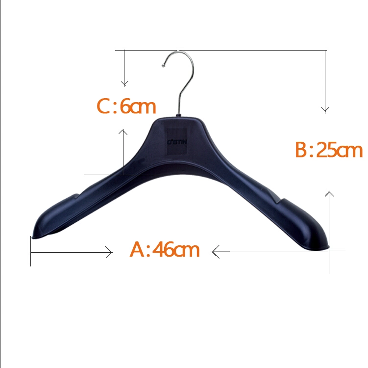 Fashion Black Plastic Jacket Hanger with Metal Hook (46cm)