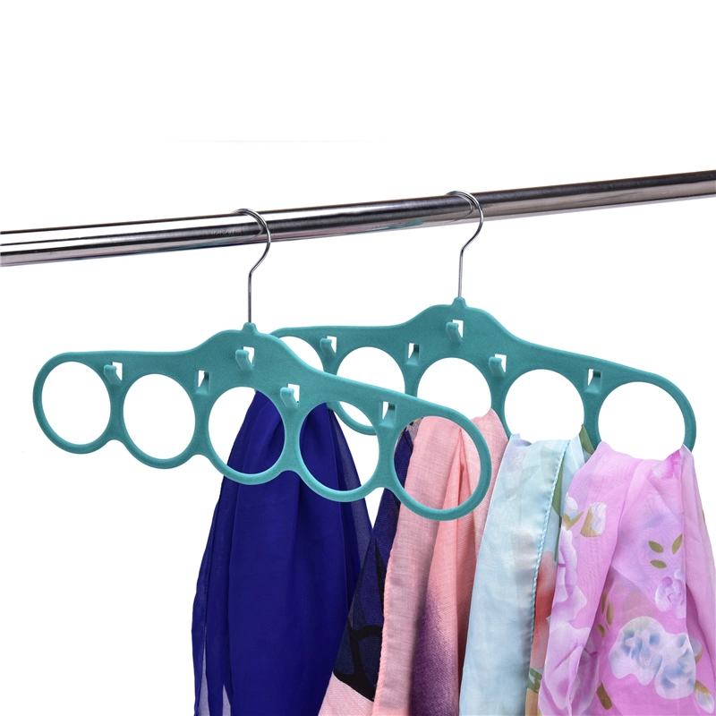 Winsun Customized Hanger Space Saving 5 Holes Green Velvet Hangers for Scarf and Tie
