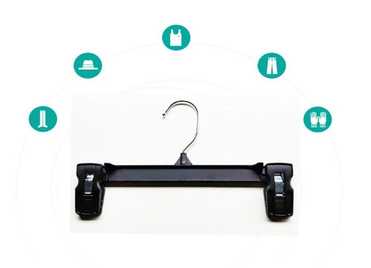 Black Pant Hanger for Clothes Stores, 25cm Plastic Vics Trouser Hangers for Display