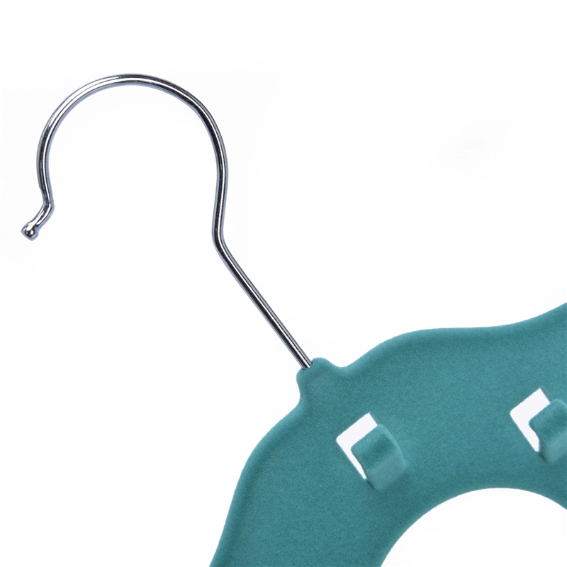 Winsun Customized Hanger Space Saving 5 Holes Green Velvet Hangers for Scarf and Tie